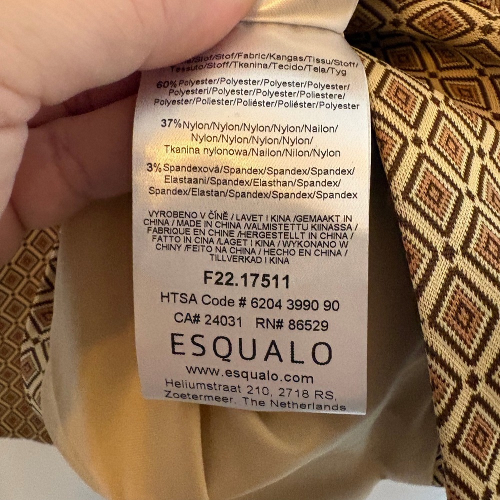 NWT ESQUALO Diamond Print Blazer Jacket Womens 6 Dutch Made Old Money Academia - Picture 5 of 8